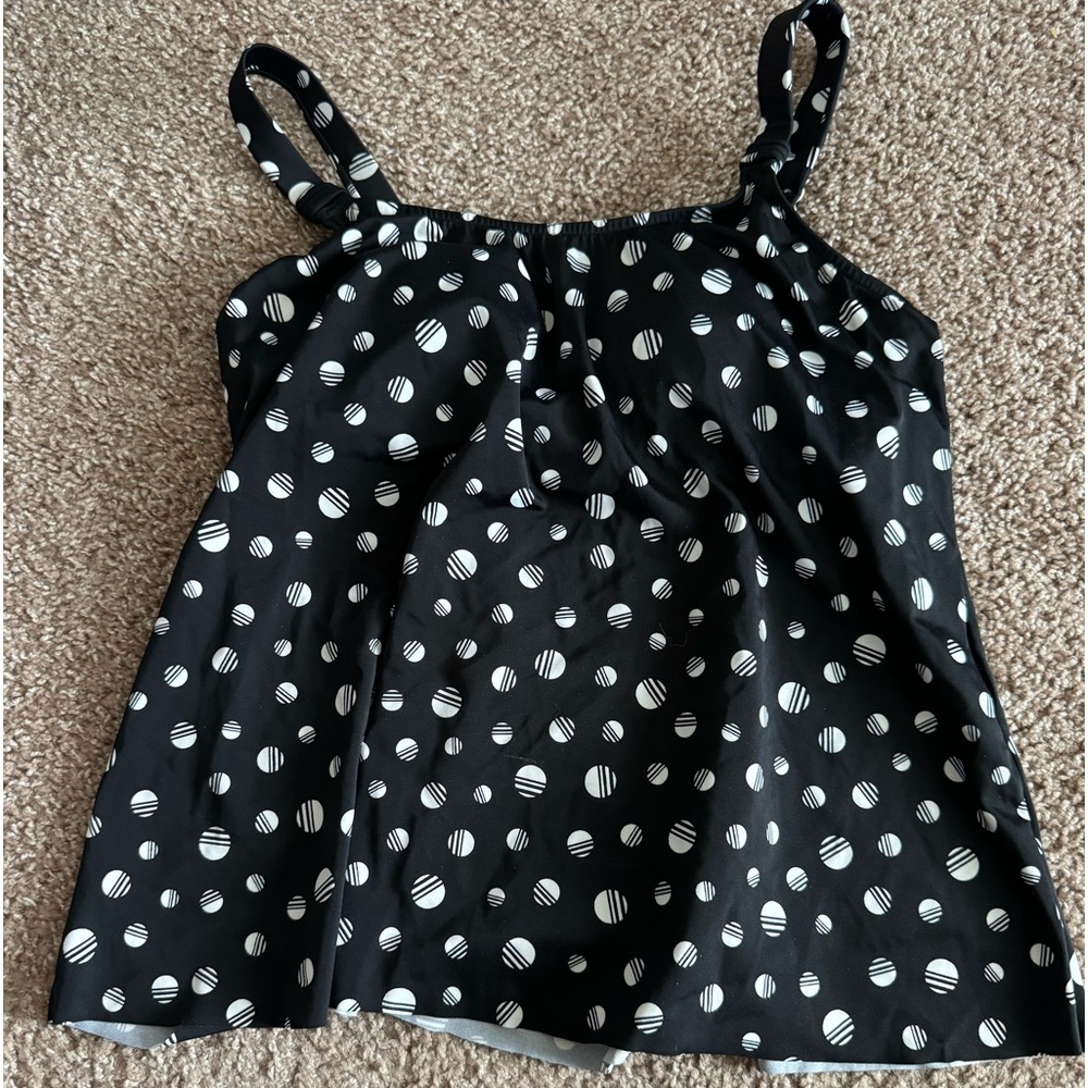 Women’s Black w/ White Dots Tankini top - 10